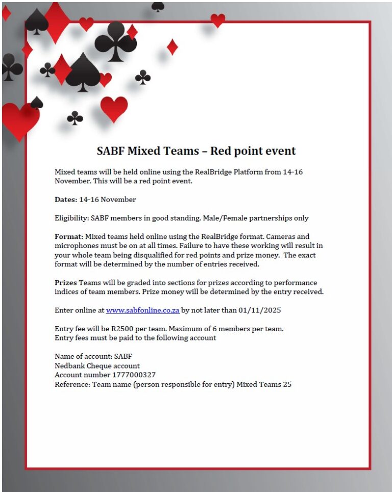 Mixed teams 25